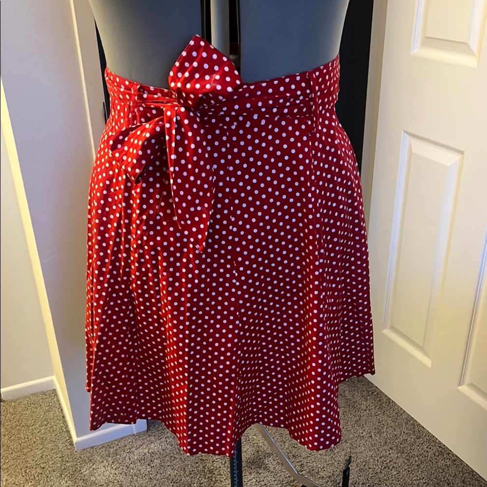 ModCloth Red and white polka dot a-line skirt with tie-belt from ModCloth